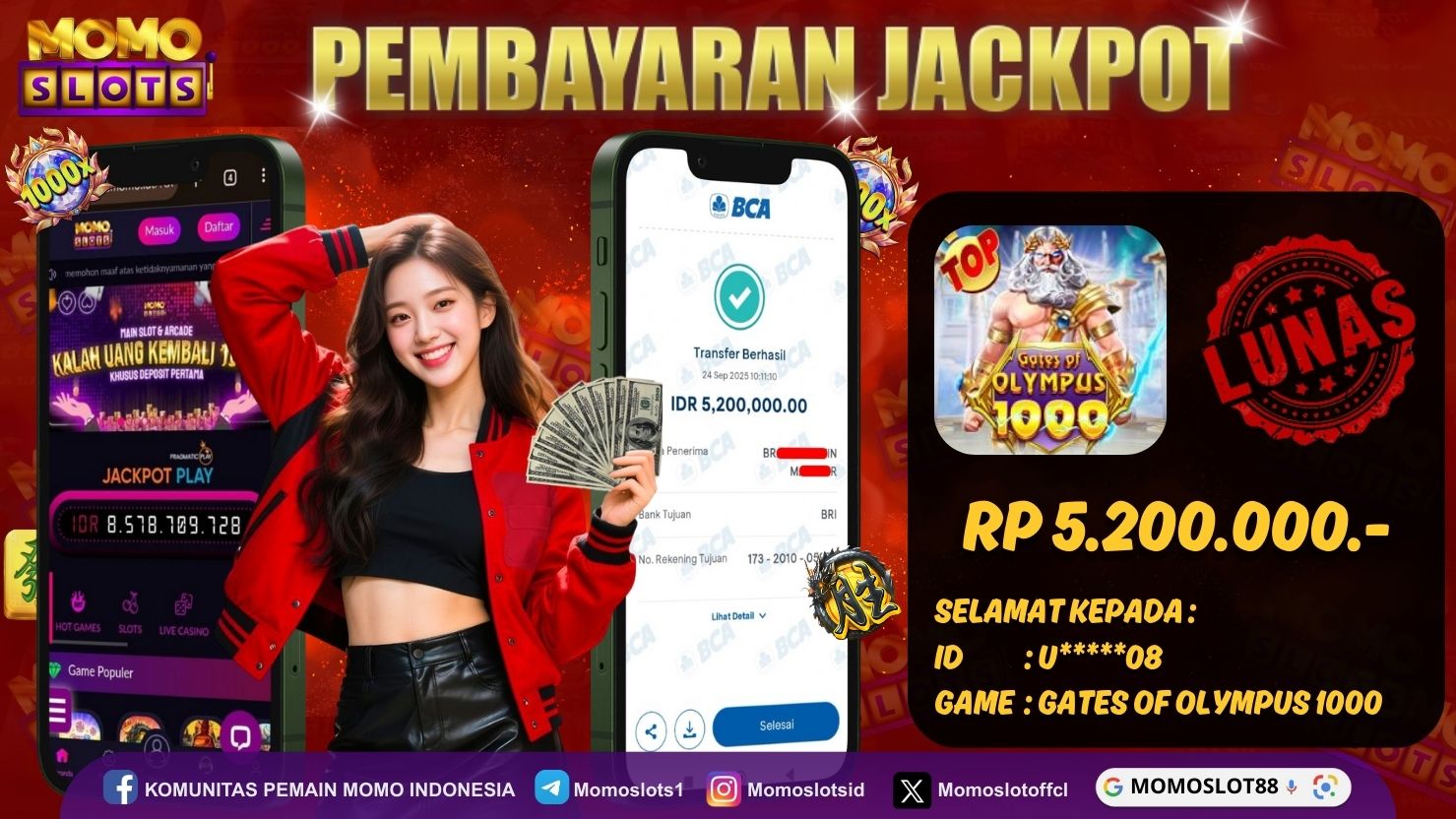 MOMOSLOTS JACKPOT SLOT GATES OF OLYMPUS 1000